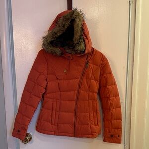 Women's Quilted Puffer Jacket with Faux Fur Hood